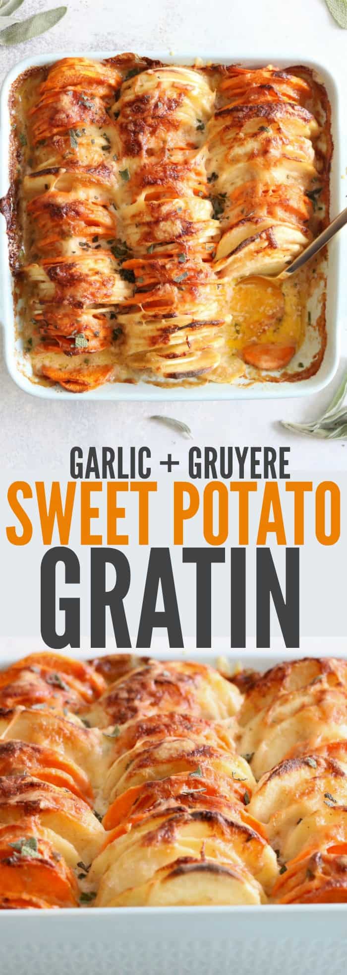 Garlic + Gruyere Sweet Potato Gratin - The Toasted Pine Nut