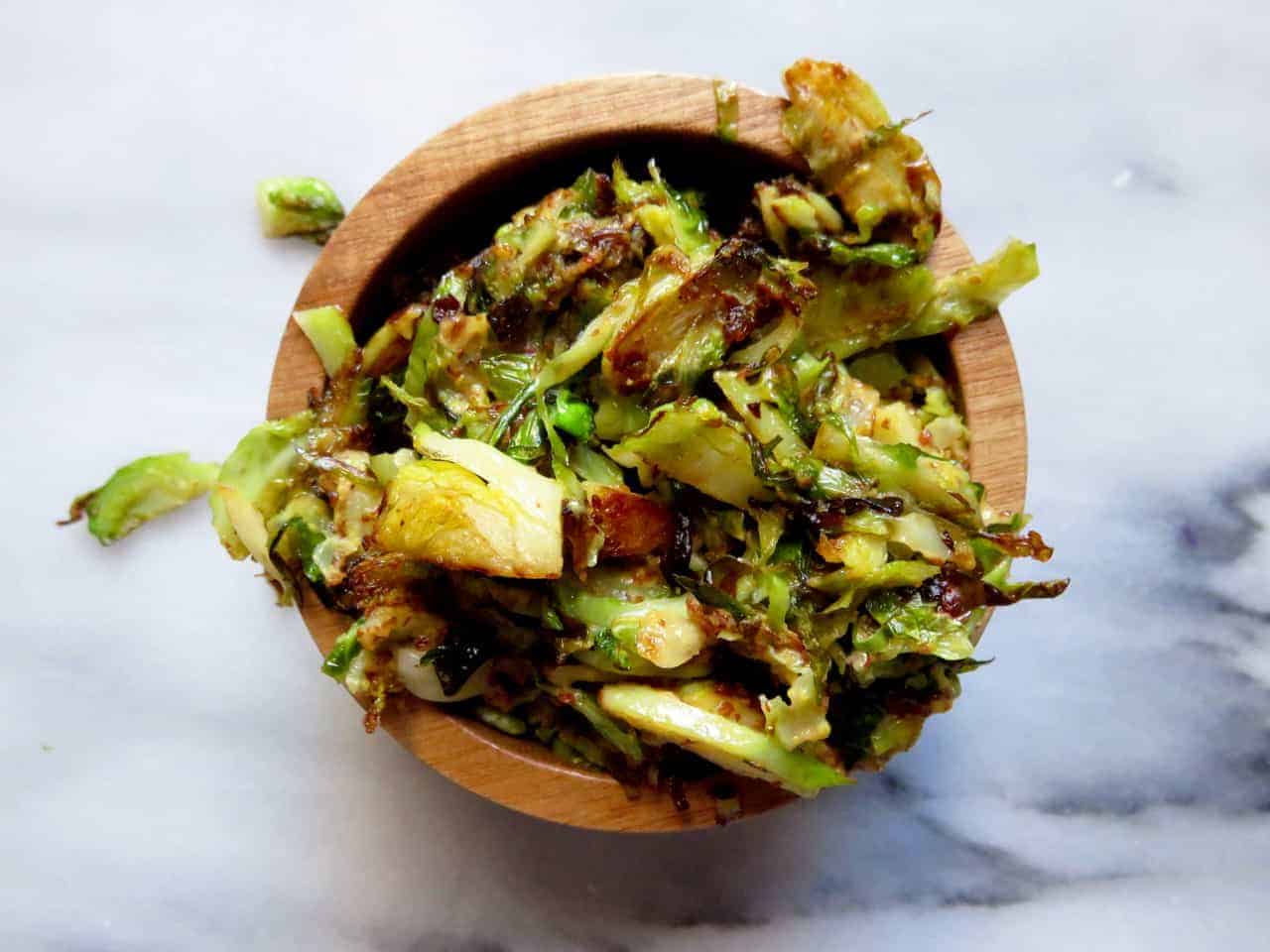 Shaved Brussel Sprouts + Spicy Mustard Sauce