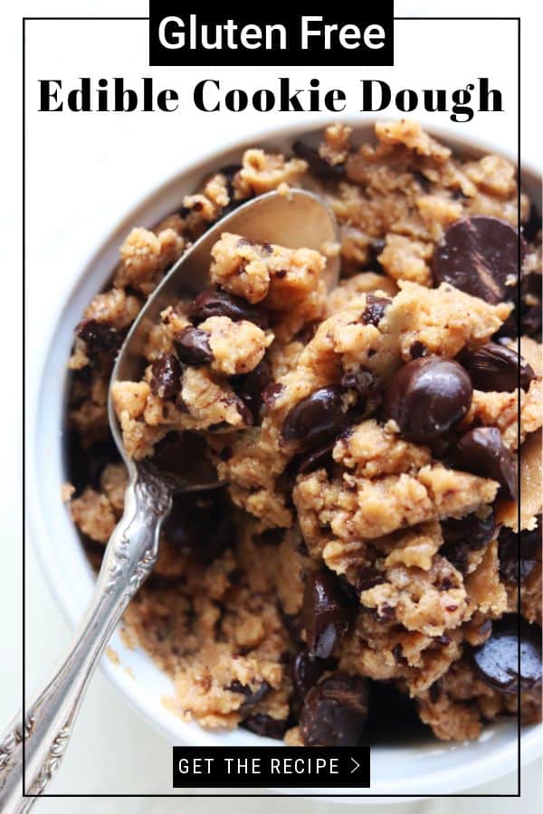 Dreams do come true: edible cookie dough, my friends!! This recipe is low glycemic, gluten free, and vegan!! Only six ingredients and SO fun!! thetoastedpinenut.com #thetoastedpinenut #cookiedough #ediblecookiedough #eggfree #vegancookiedough #glutenfreecookiedough