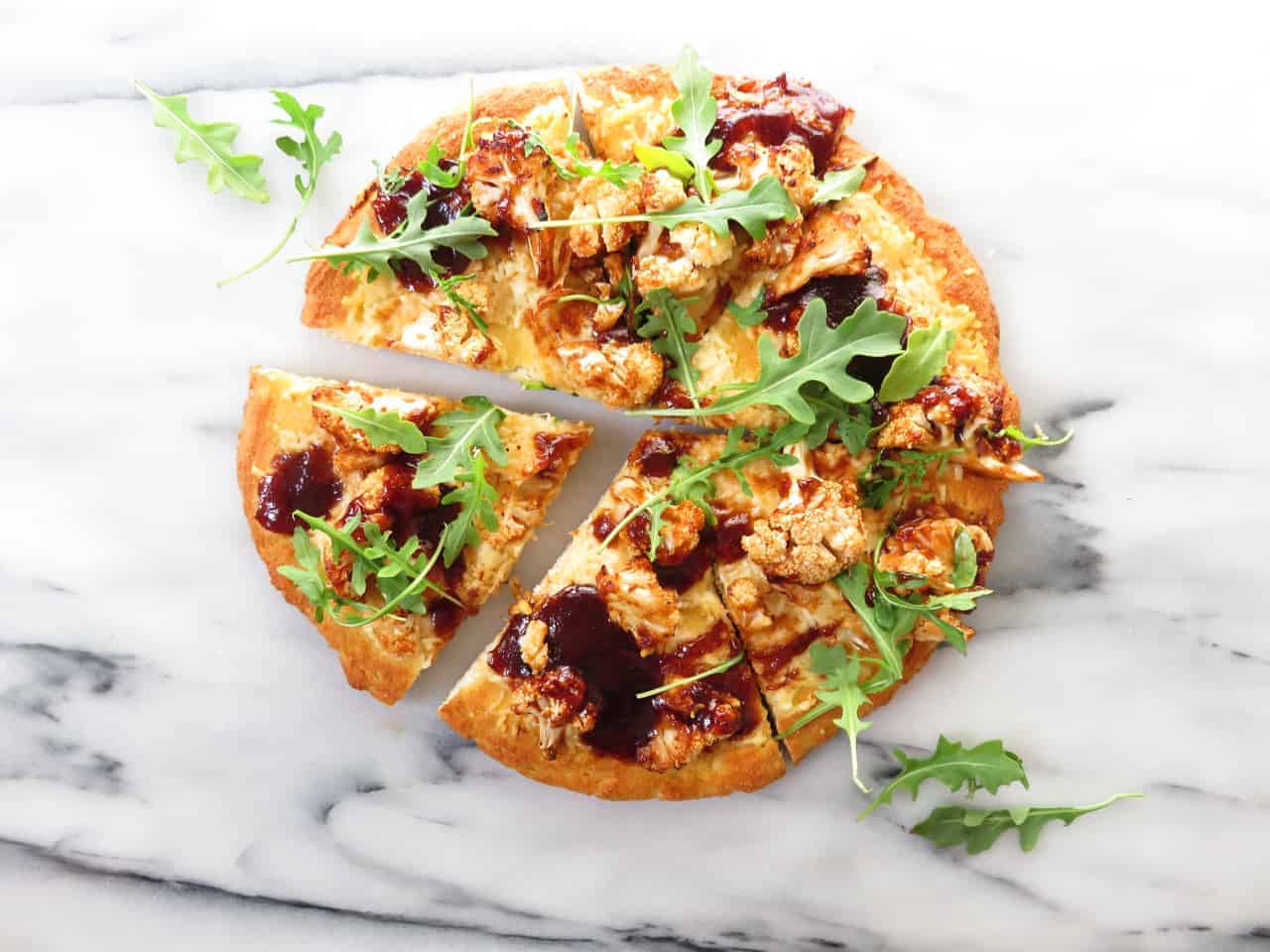 BBQ Cauliflower Pizza + Coconut Flour Crust