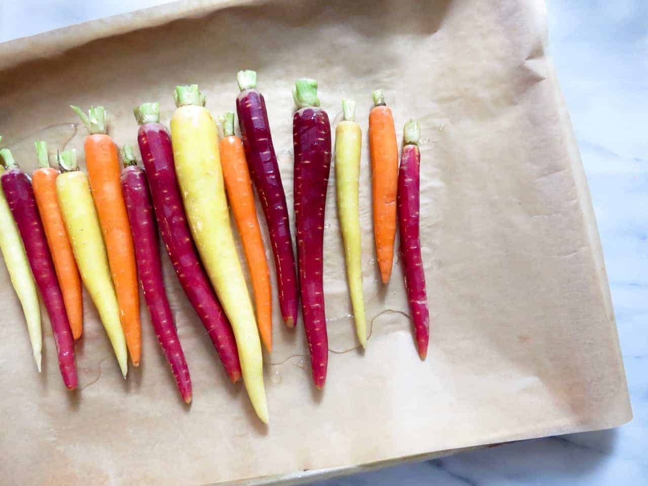 Roasted Rainbow Carrots with Tahini