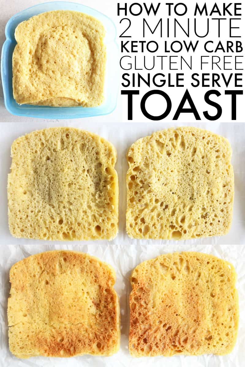 You'll love this recipe for easy Single Serve Toast!! You can make it yourself in under 5 minutes. It's low carb, keto, gluten free, dairy free, and paleo!! Perfect for your morning breakfast for lunchtime sandwich! thetoastedpinenut.com #lowcarb #keto #glutenfree #dairyfree #singleserve #toast #healthy #paleo #howto #diy #homemade #thetoastedpinenut