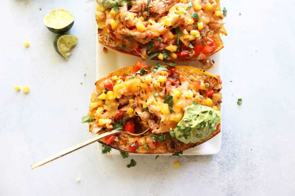 BBQ Chicken Spaghetti Squash Boats BBQ Chicken Spaghetti Squash Boats