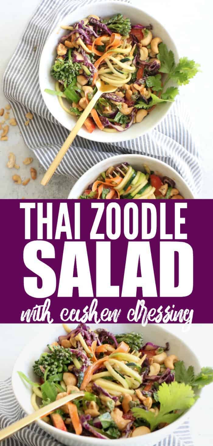 Thai Zoodle Salad with Cashew Dressing - The Toasted Pine Nut
