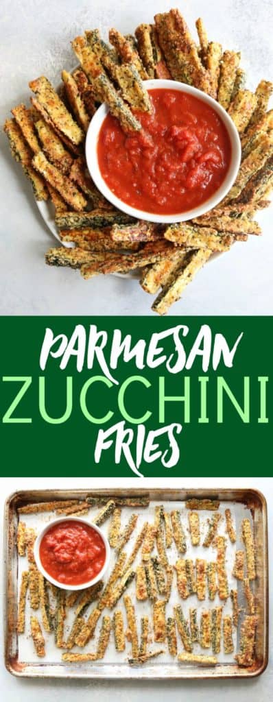 Delicious and addicting Parmesan Crusted Zucchini Fries make a perfect low carb and gluten free appetizer, side, or snack! So insanely yummy!! thetoastedpinenut.com #lowcarb #glutenfree