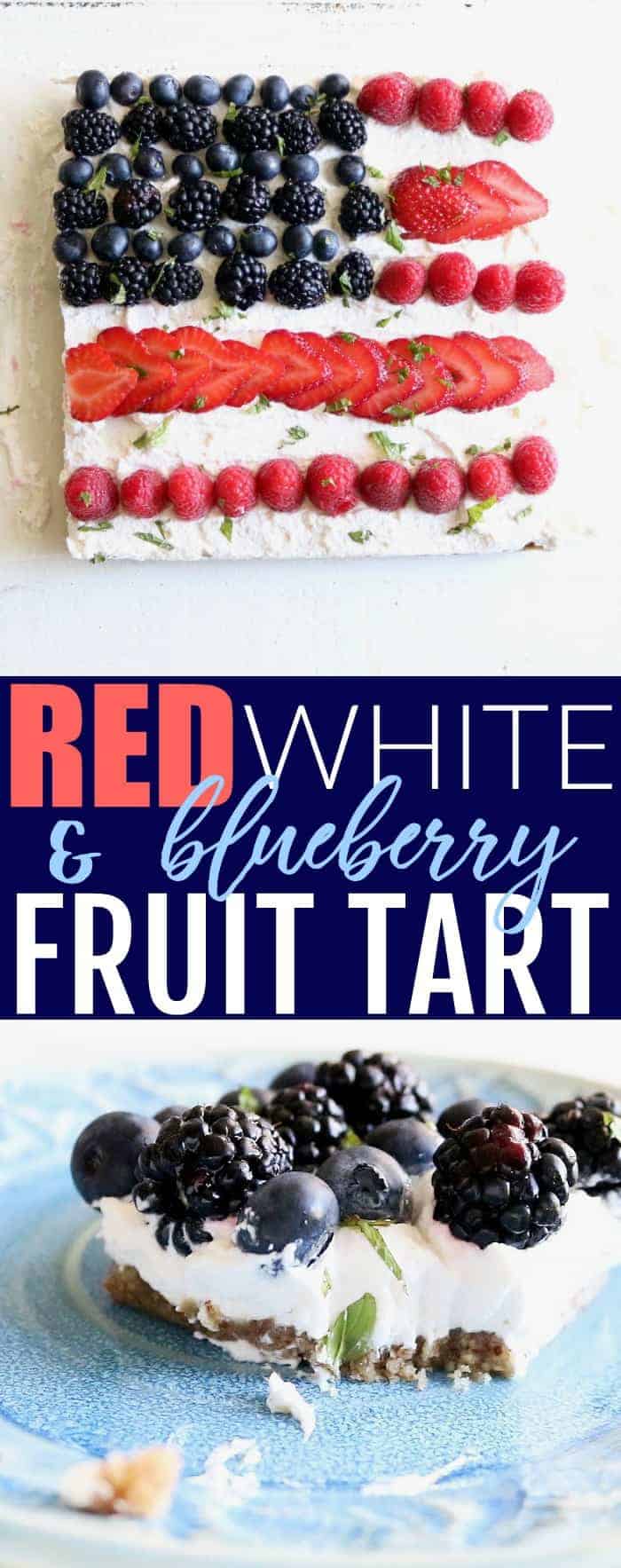 Red White + Blueberry Flag Fruit Tart