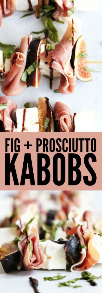 I love these Prosciutto + Fig Kabobs for a healthy and fun appetizer for any party! Throw them on top of a salad for an easy, healthy lunch or side dish! thetoastedpinenut.com #glutenfree #lowcarb