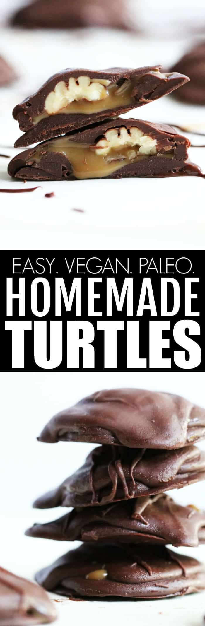 DELICIOUS homemade candy turtles that are paleo, low glycemic, vegan, dairy free, and gluten free! You guys will be making these on repeat, they're so good! thetoastedpinenut.com
