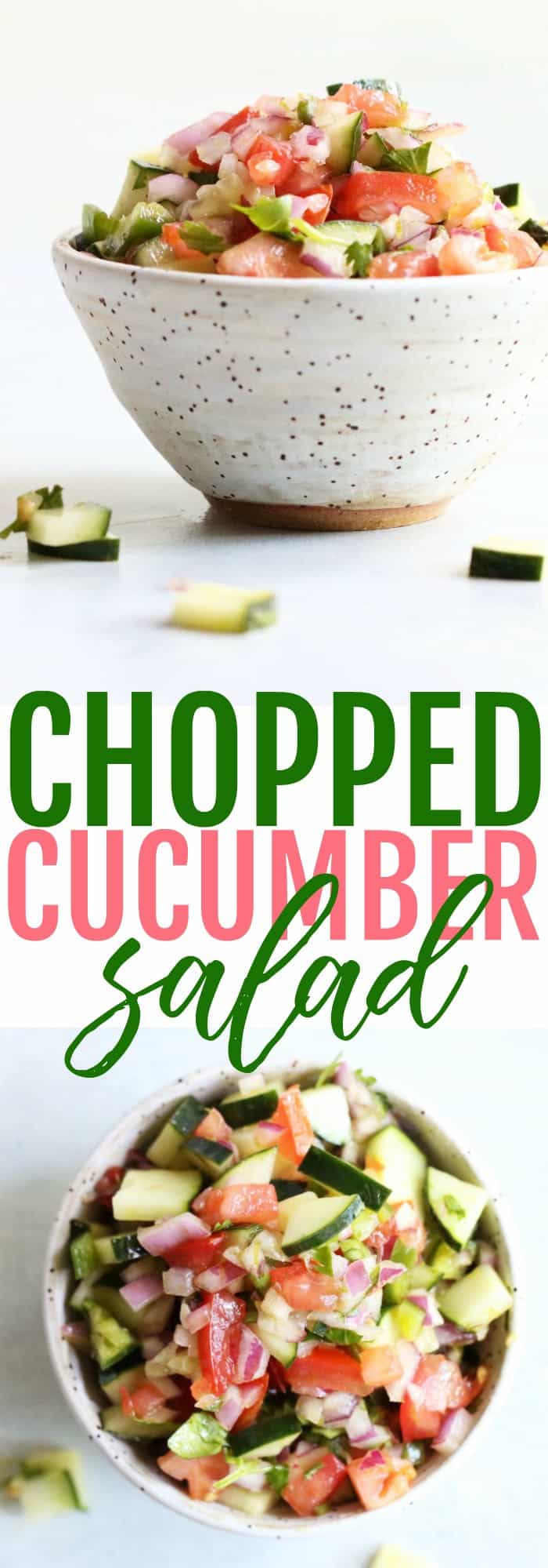 Make this refreshing and delicious Chopped Cucumber Salad for a tasty summer side. It's whole 30, paleo, and also makes for a fun cucumber salsa! thetoastedpinenut.com