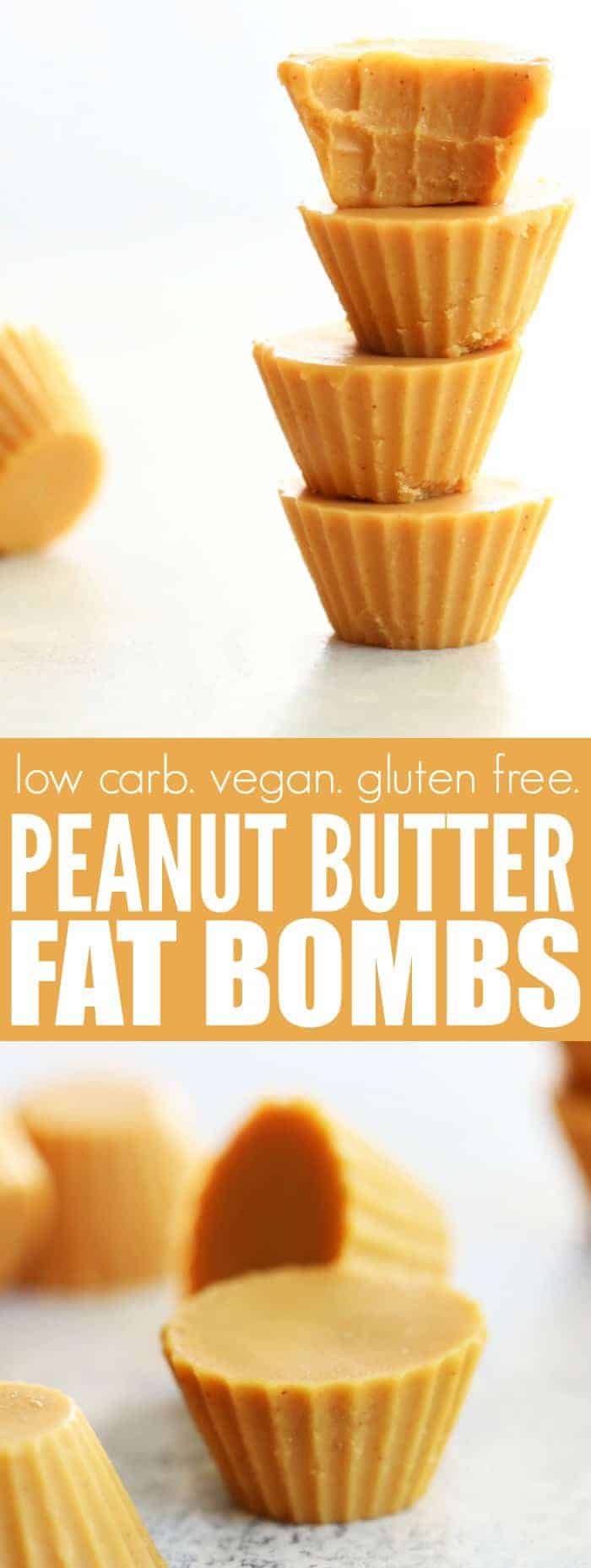 THREE INGREDIENT Peanut Butter Fat Bombs are so delicious! They're low carb, vegan, gluten free, and take care of those sweet tooth cravings!! thetoastedpinenut.com