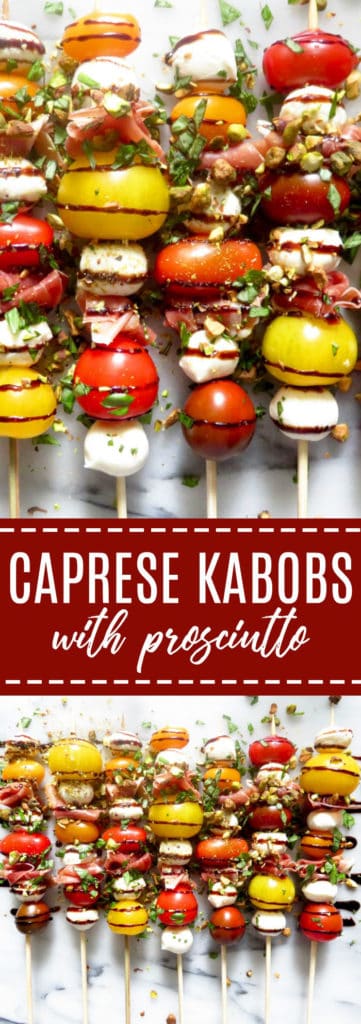You'll love these easy and delicious Caprese Kabobs with Prosciutto!! They're so fun, flavorful, and perfect for a light and tasty party appetizer! thetoastedpinenut.com #lowcarb #glutenfree #appetizer