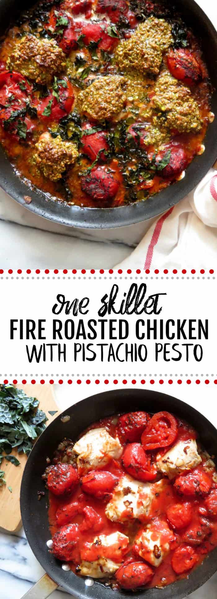 You'll love this easy One Skillet Fire Roasted Tomato Chicken! It's the perfect flavorful dish for any day of the week! Yummy low carb + gluten free recipe! thetoastedpinenut.com #lowcarb #glutenfree #oneskillet #dinner