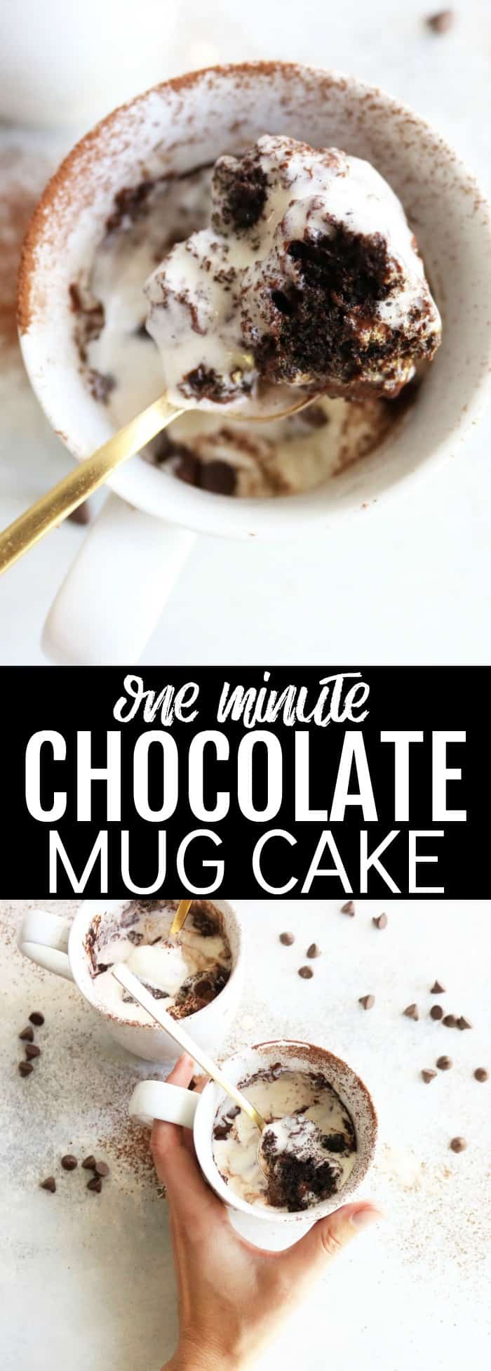 This recipe for One Minute Chocolate Mug Cake will be a staple in your house!! It's made with almond flour so it's gluten free! It's such a fun, delicious, and decadent dessert! thetoastedpinenut.com #glutenfree #dessert #recipe #mugcake