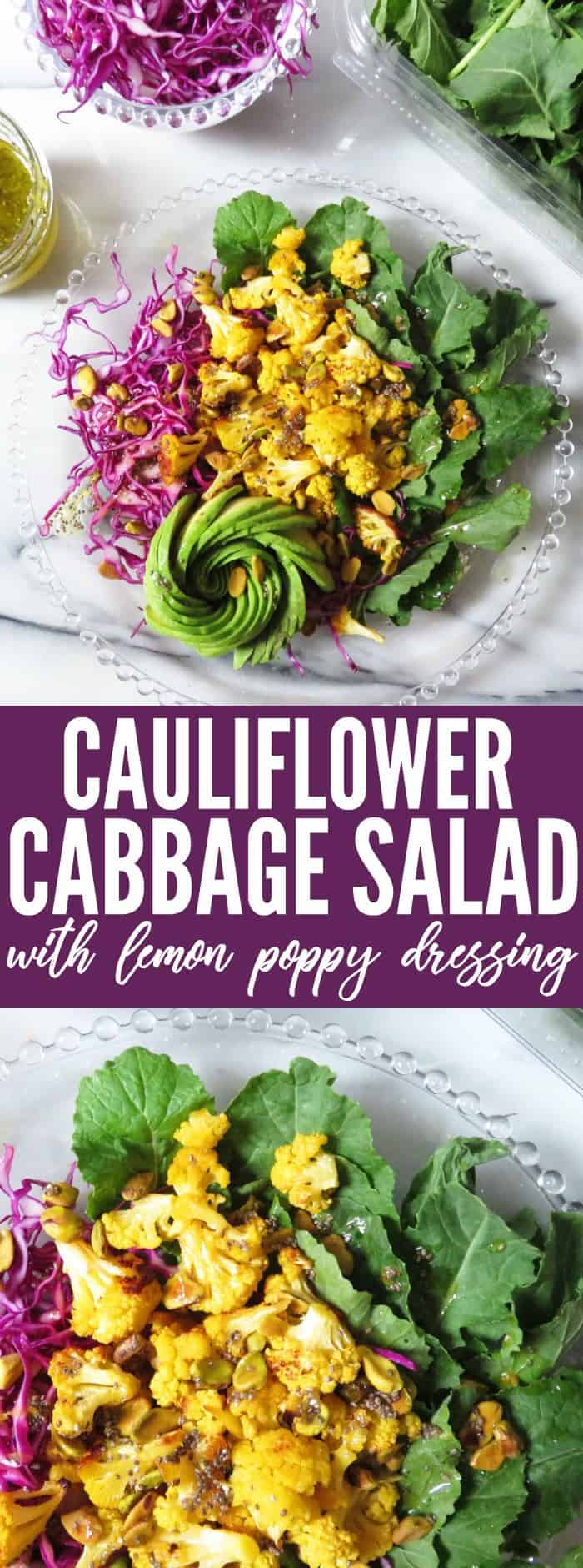 Really fun and flavorful Orange Cauliflower Salad + Lemon Poppy Dressing. It's perfect for an easy light vegetarian lunch! Low carb + gluten free! thetoastedpinenut.com #lowcarb #glutenfree #paleo