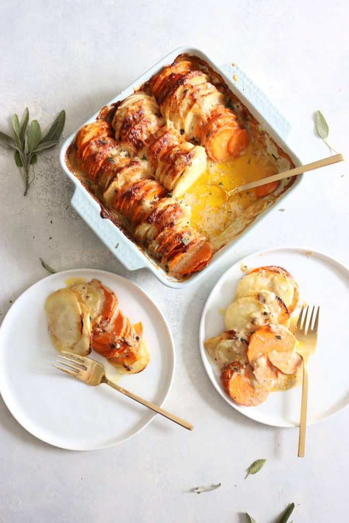 Garlic + Gruyere Sweet Potato Gratin - The Toasted Pine Nut