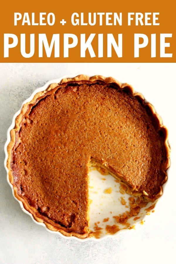 This paleo and gluten free pumpkin pie is perfect for your Thanksgiving festivities! It's perfect with a dollop of your favorite whip cream or ice cream! thetoastedpinenut.com #glutenfree #paleo #pie #pumpkinpie #tpaleopumpkinpie #glutenfreepumpkinpie