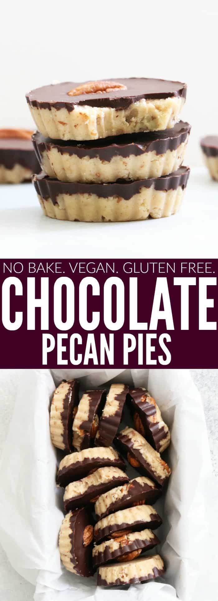 You'll love these No Bake Chocolate Pecan Pies!! I'm obsessed with how delicious + simple they are to make! Plus they're vegan, paleo, and gluten free! thetoastedpinenut.com #vegan #nobake #dessert #glutenfree #recipe