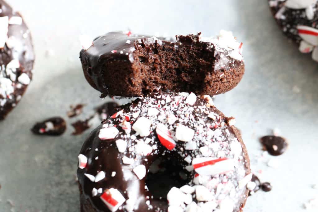 Cakey Chocolate Peppermint Donuts using Almond Flour - The Toasted Pine Nut