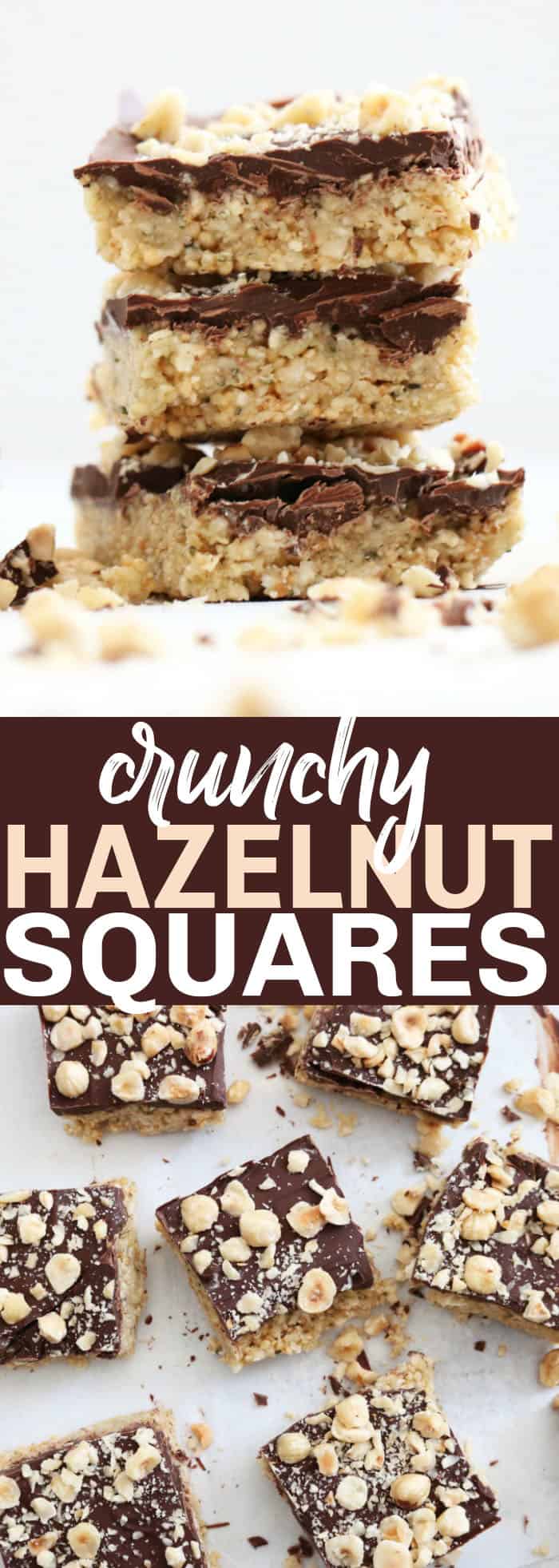I am OBSESSED with these No-Bake Hazelnut Bars! They're gluten free, vegan and completely delish! You can never go wrong with crunchy hazelnut + chocolate! thetoastedpinenut.com #glutenfree #vegan #nobake #dessert
