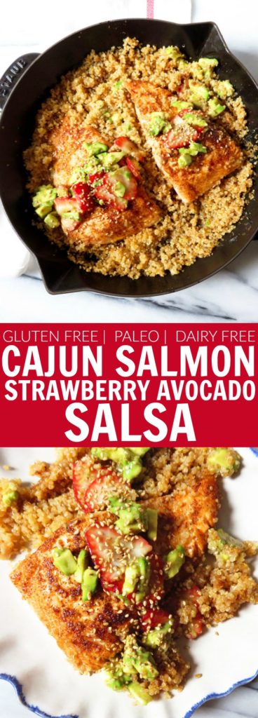 Cajun Salmon + Strawberry Avocado Salsa - The Toasted Pine Nut