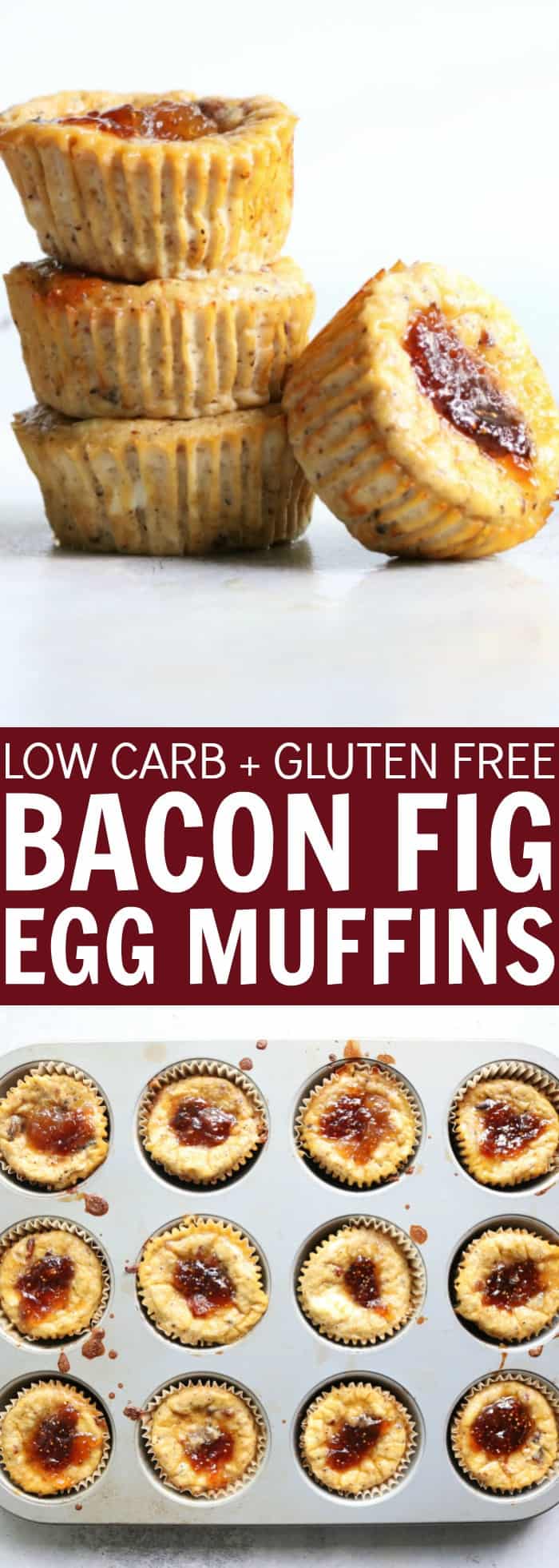 You'll love these easy Bacon + Blue Cheese Egg Muffins!! They're perfect for a tasty low carb + gluten free grab and go breakfast! thetoastedpinenut.com #thetoastedpinenut #lowcarb #egg #muffin #quiche #cups #bacon #caramelizedonion #bluecheese #figjam #breakfast #brunch #healthy #glutenfree #grainfree