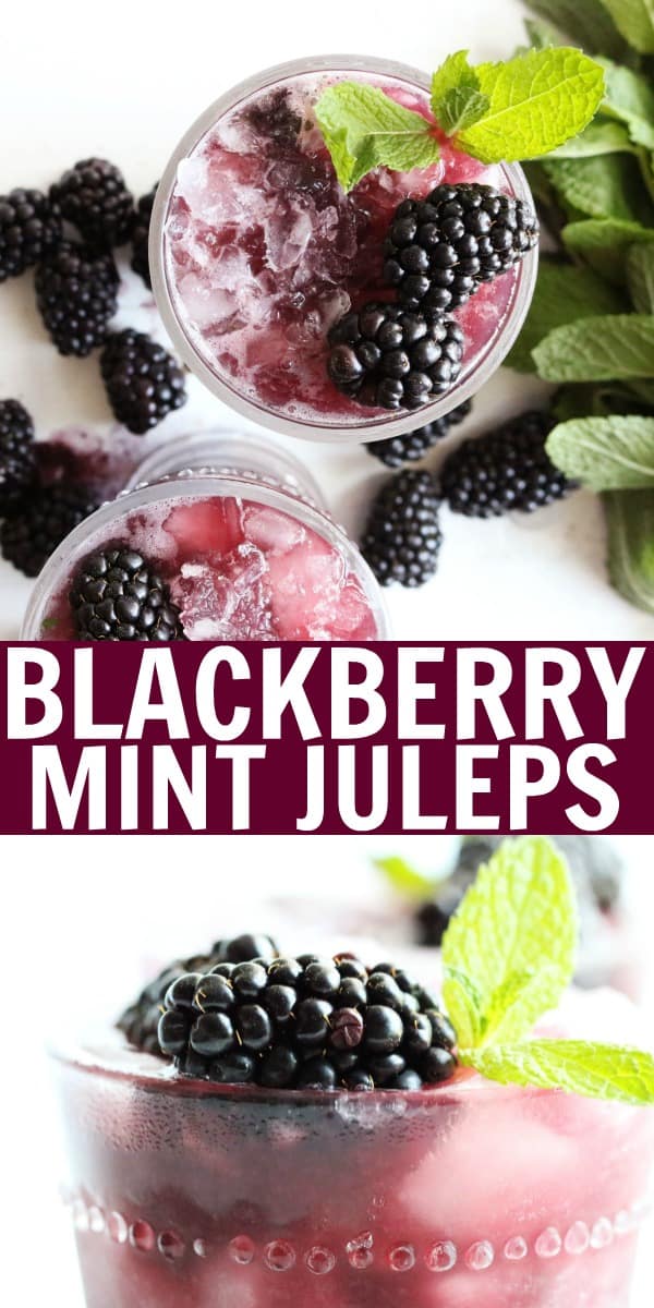 Sip on these refreshing Blackberry Mint Juleps!! They're so fun to drink and the color is gorgeous!! Perfect cocktail for your next family get together or weekend celebration! thetoastedpinenut.com #thetoastedpinenut #blackberry #mint #juleps #alcohol #cocktail #beverage #drink
