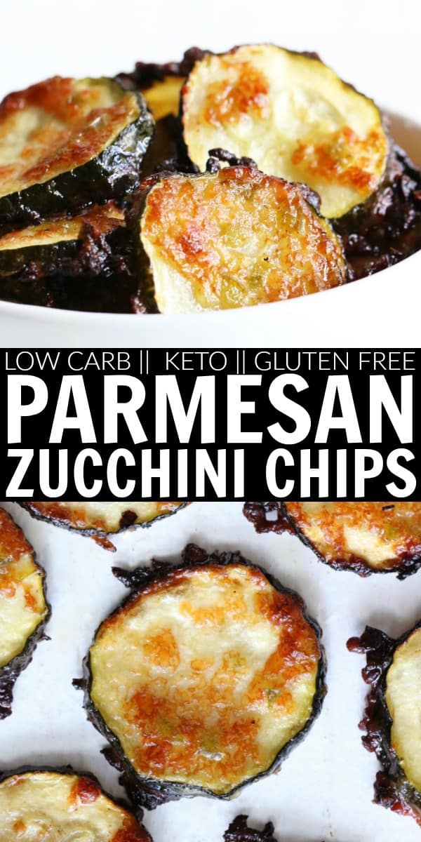 Move over kale chips!! These Parmesan Jalapeño Zucchini Chips are perfectly cheesy, salty, and spicy!! I love snacking on these easy, low carb, keto, and gluten free chips! thetoastedpinenut.com #thetoastedpinenut #lowcarb #keto #glutenfree #zucchini #parmesan #chips #snack #healthy