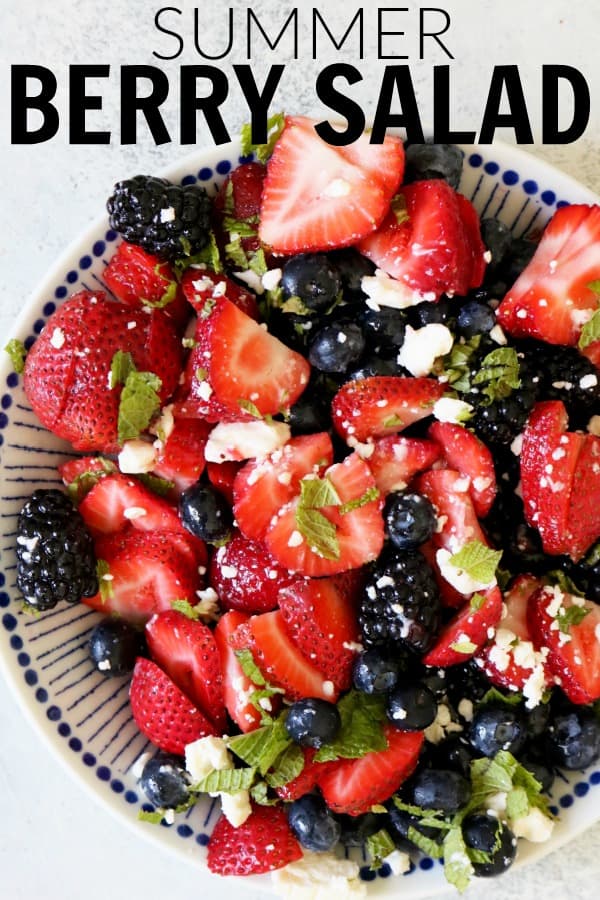 OBSESSED with this Summer Berry Salad! It's so simple to whip together and the perfect juicy recipe for those summer holidays! thetoastedpinenut.com #thetoastedpinenut #summer #berry #salad #fourthofjuly #4thofjuly #laborday #memorialday #glutenfree 