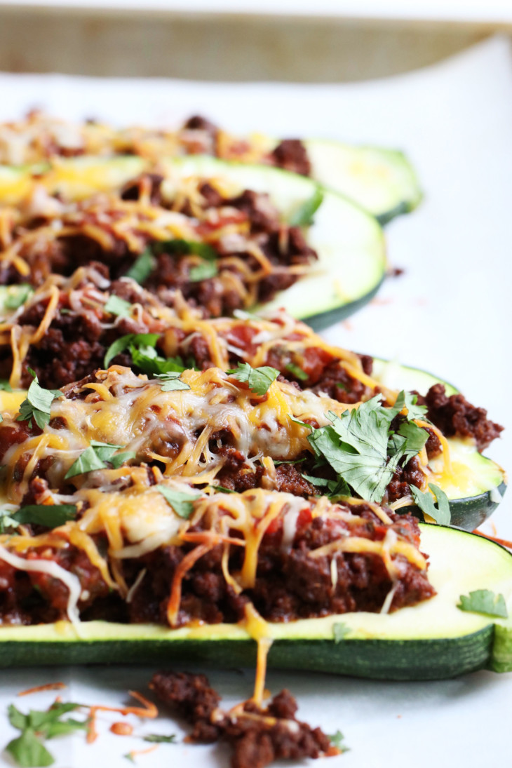 Taco Zucchini Boats (gluten free + low carb) - The Toasted Pine Nut