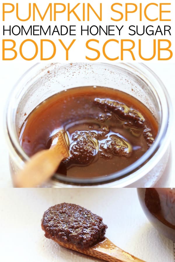 I love this homemade DIY Pumpkin Spice Honey Sugar Scrub for fall! It makes for the perfect gift or special daily moisturizer for dry skin. thetoastedpinenut.com #thetoastedpinenut #homemade #diy #tutorial #pumpkin #pumpkinspice #sugarscrub #bodyscrub #selfcare #wellness #homemadebeauty #skincare