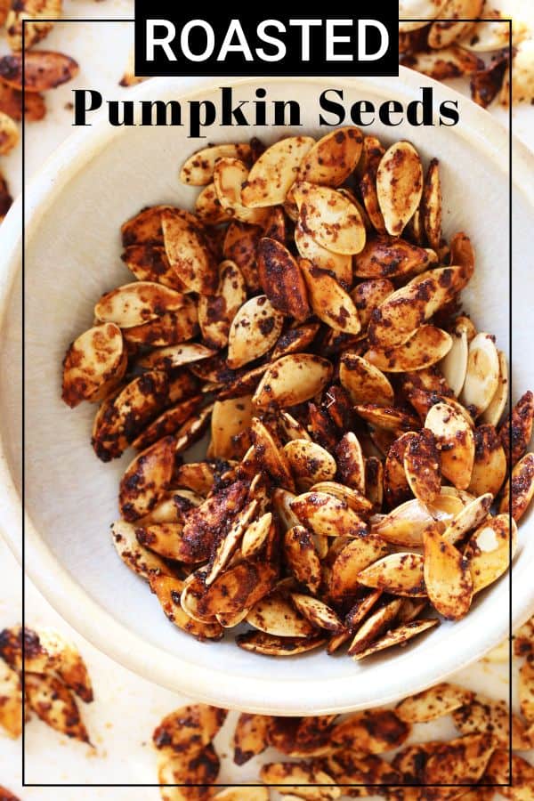 Don't throw out your seeds when you carve pumpkins this year! Make these Sweet + Spicy Roasted Pumpkin Seeds for a tasty and nutritious snack! thetoastedpinenut.com #thetoastedpinenut #sweet #spicy #roasted #pumpkin #pumpkinseeds #glutenfree #dairyfree #paleo #paleosnack #glutenfreesnack #autumn #fall #halloween #recipe