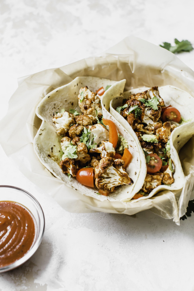 Loaded Vegetarian Barbecue Cauliflower Tacos - The Toasted Pine Nut