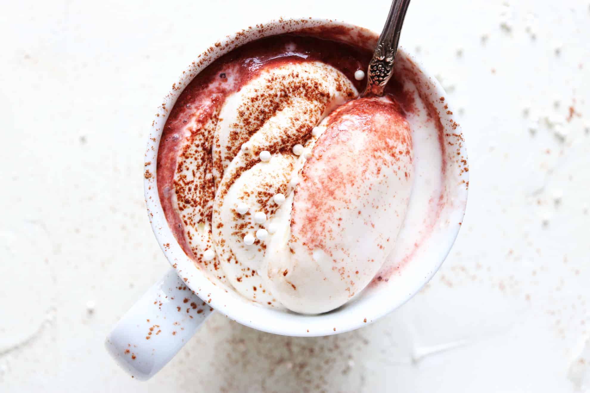 Red Velvet Hot Chocolate + Cream Cheese Whipped Cream