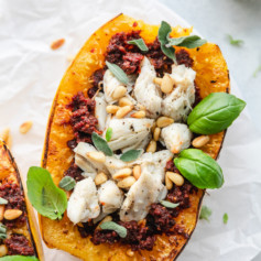 Spaghetti Squash Sun-Dried Tomato Crab Boats - The Toasted Pine Nut