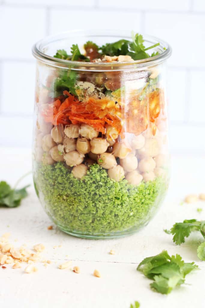 Broccoli Chickpea Salad + Peanut Dressing - The Toasted Pine Nut