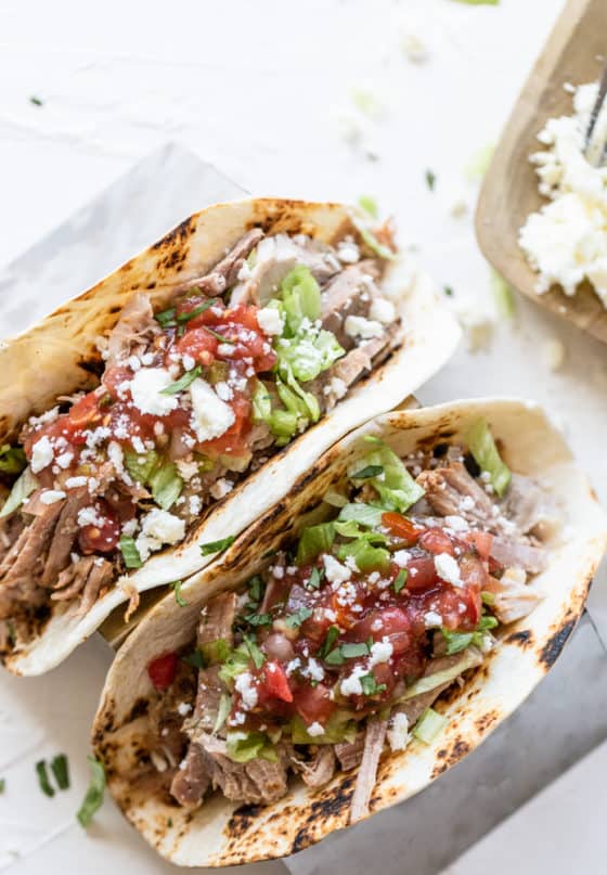 Instant Pot Pulled Pork Tacos + Fresh Pico de Gallo - The Toasted Pine Nut