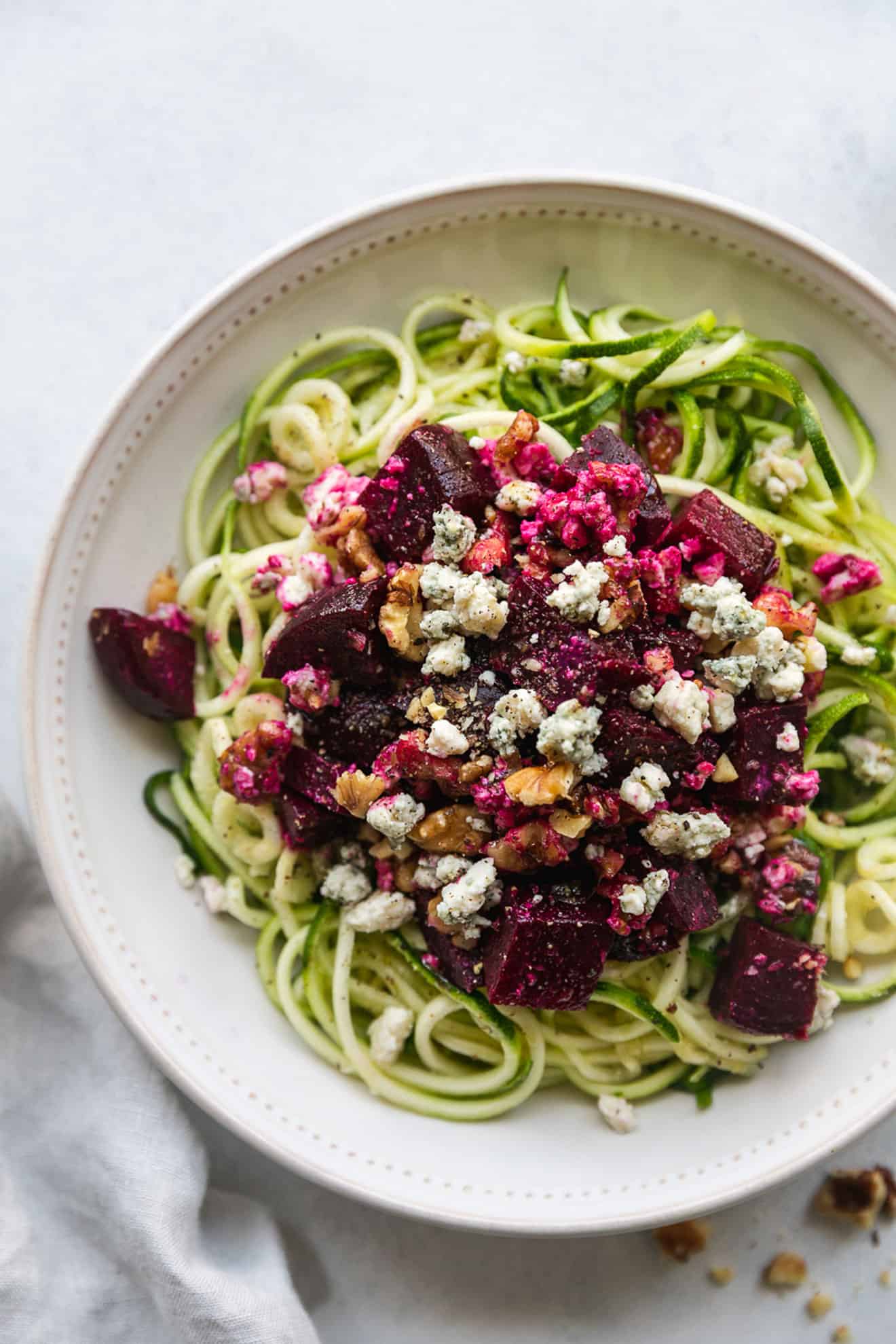 Beet + Blue Cheese Zoodle Salad