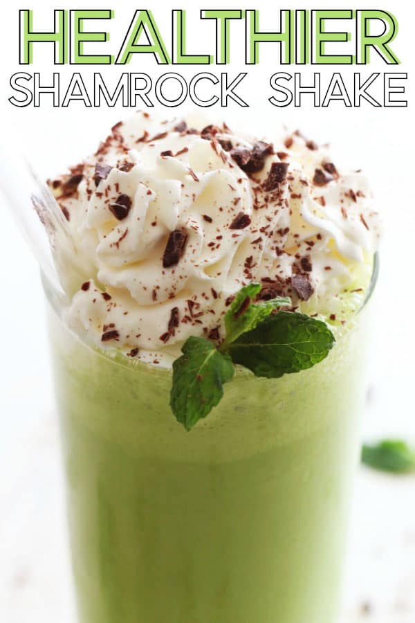 This recipe for a deliciously healthier shamrock shake is the perfect green drink to enjoy this St. Patrick's day! So refreshingly minty and creamy! thetoastedpinenut.com #thetoastedpinenut #shamrockshake #healthshamrockshake #greenmilkshake #stpatricksday #stpaddysday #stpatricksdayrecipe