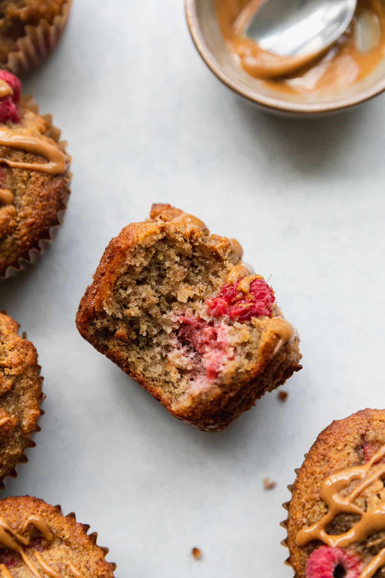 Peanut Butter + Raspberry Muffins
