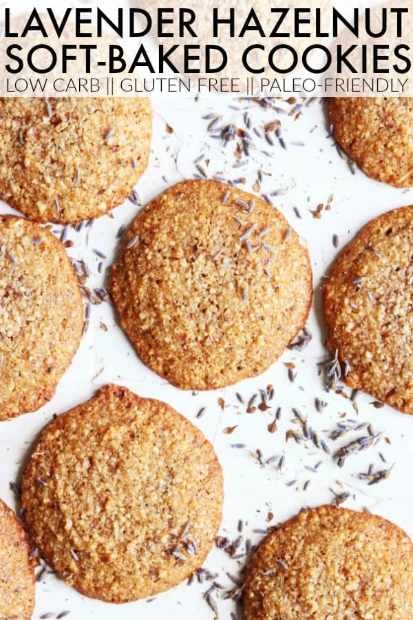 These gluten free Lavender Hazelnut Cookies are absolutely perfect to make this spring! They're light, delicate, slightly sweet, and perfect with tea! thetoastedpinenut.com #thetoastedpinenut #hazelnutflour #lavender #lavendercookies #softbaked #softbakedcookies #glutenfreecookies #lowcarbcookies