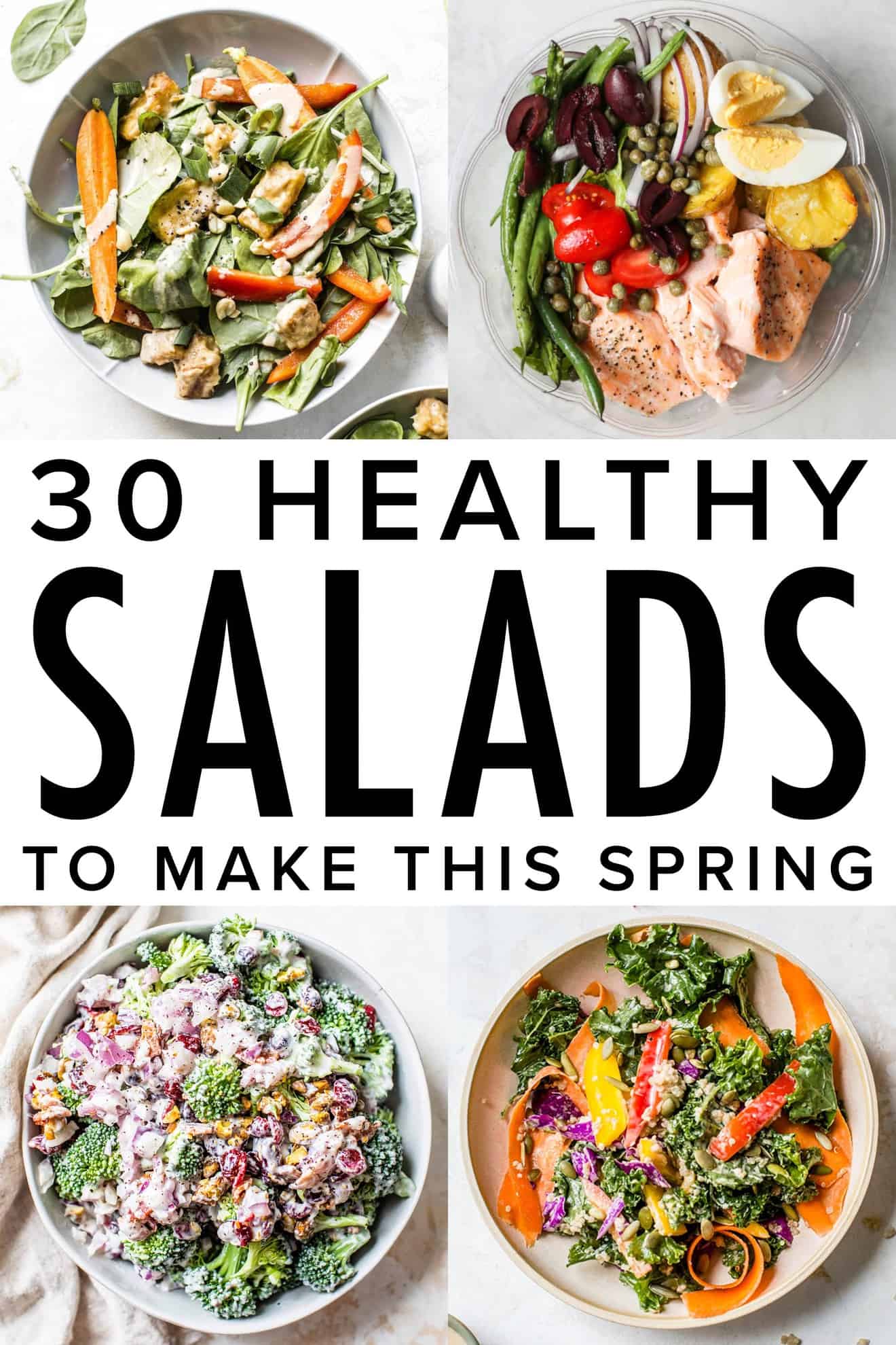 Sometimes I fall into salad ruts and need some new salad recipes to peak my interest! Get some salad inspo with this recipe roundup for 30 healthy salads! thetoastedpinenut.com #thetoastedpinenut #salad #salads #saladrecipe #roundup #reciperoundup