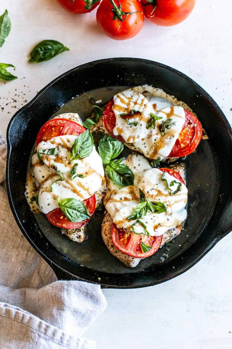Low Carb Caprese Chicken Skillet - The Toasted Pine Nut
