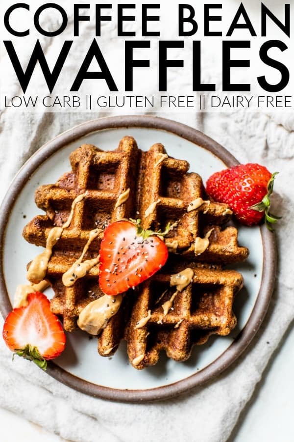 When you're obsessed with coffee as much as I am, you need to insert it into everything. Make these fun Gluten Free Coffee Bean Waffles for your next brunch! thetoastedpinenut.com #thetoastedpinenut #coffeebean #waffles #coffee #coffeerecipes #lowcarbwaffles #glutenfree #glutenfreewaffles #paleowaffles