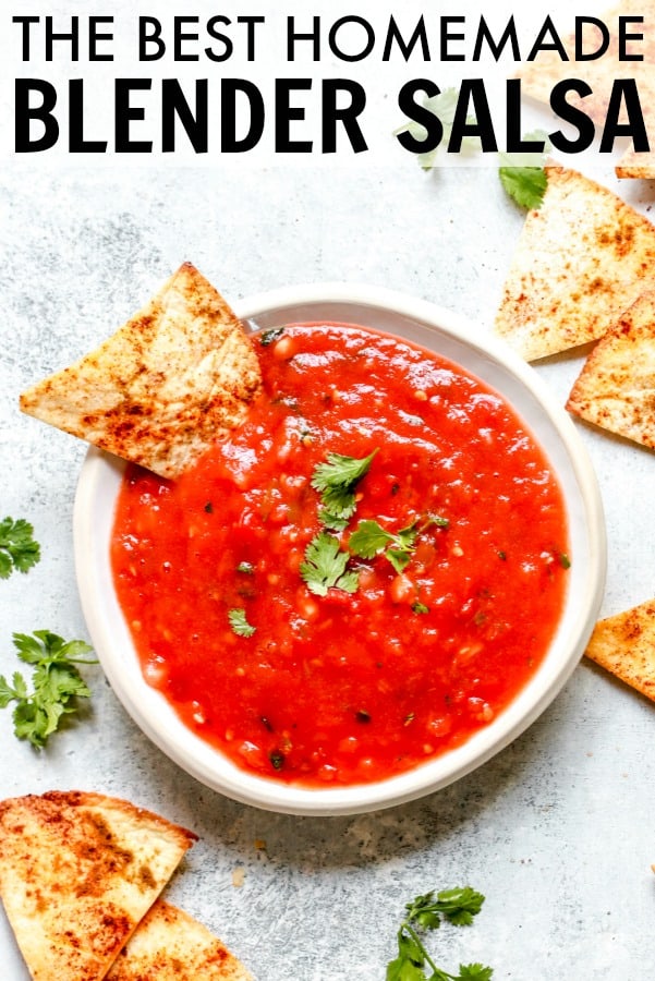 You'll love this easy Homemade Blender Salsa! It has a smokey spice to it that gives it a fun twist to your traditional salsa. thetoastedpinenut.com #thetoastedpinenut #salsa #blendersalsa #homemade #homemadesalsa #easysalsa