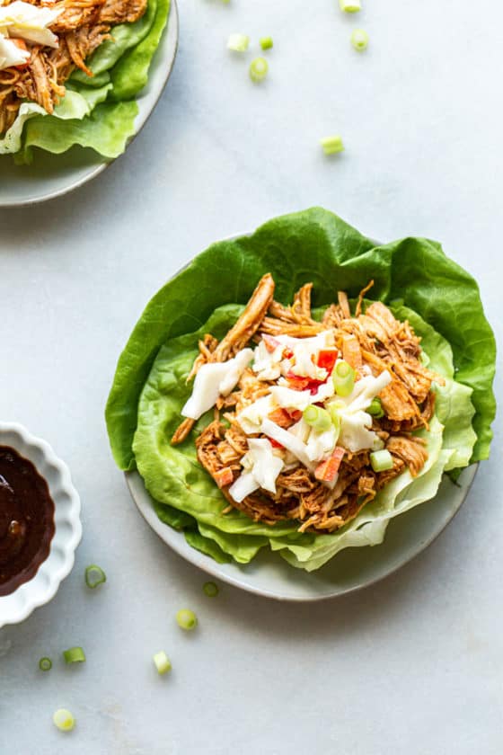 Instant Pot BBQ Chicken Lettuce Cups - The Toasted Pine Nut