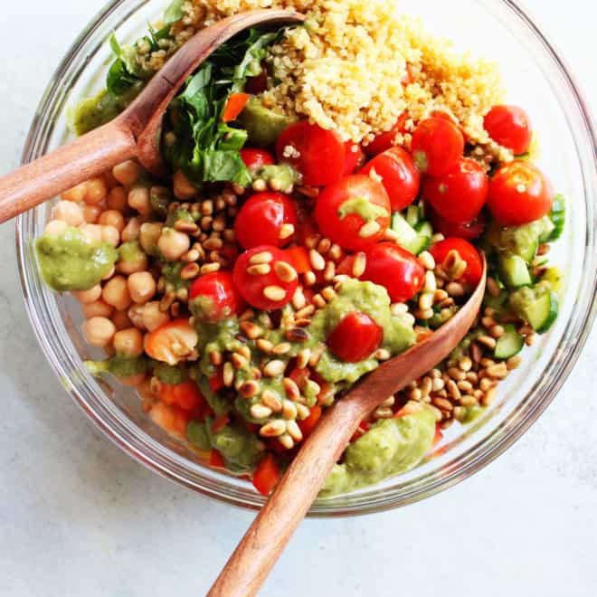 Mediterranean Quinoa Chickpea Salad - The Toasted Pine Nut