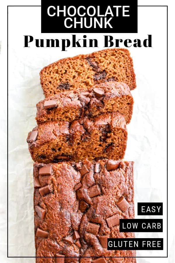 From your morning coffee to your late night snack, this Paleo Chocolate Chunk Pumpkin Bread is the perfect, seasonally delicious gluten free treat! thetoastedpinenut.com #thetoastedpinenut #pumpkin #pumpkinrecipes #pumpkinbread #paleopumpkinbread #gluytenfreepumpkinbread