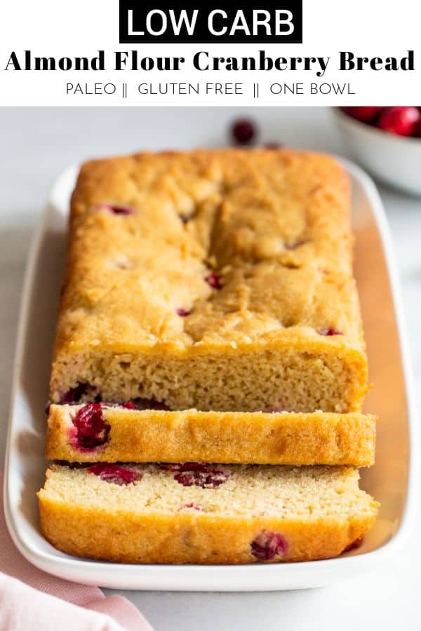 This Paleo Almond Flour Cranberry Bread is a perfectly fluffy and delicious treat this holiday season! It's paleo, gluten free, and a crowd pleaser! thetoastedpinenut.com #thetoastedpinenut #paleobread #cranberrybread #glutenfreebread #almondflourrecipes #almondflourbread