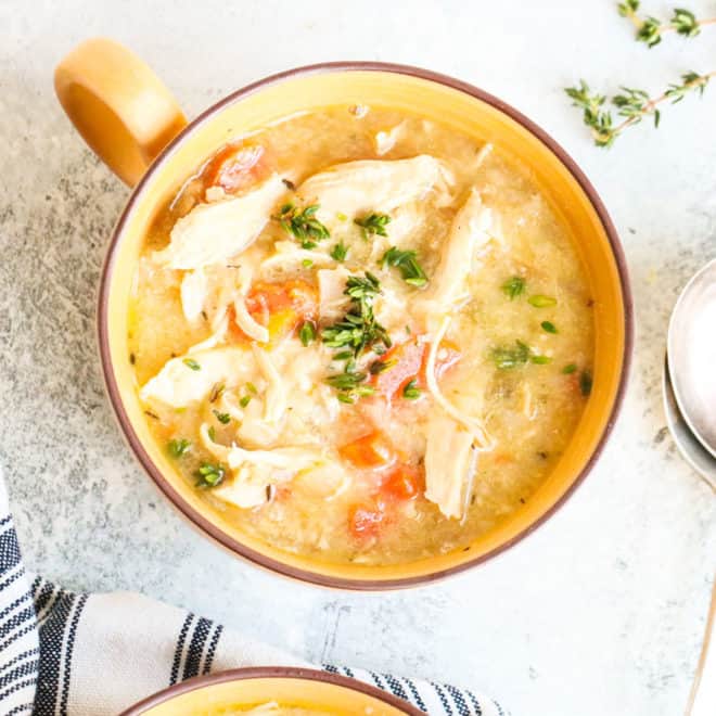 Instant Pot Chicken Cauliflower Rice Soup - The Toasted Pine Nut