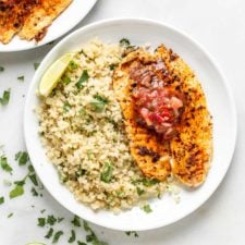 Blackened Tilapia + Cilantro Lime Cauliflower Rice - The Toasted Pine Nut